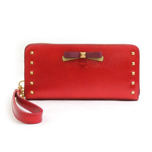 MCM Round Zip Long Wallet Canvas Red